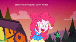 Size: 1920x1080 | Tagged: safe, screencap, pinkie pie, equestria girls, equestria girls series, g4, sunset's backstage pass!, spoiler:eqg series (season 2), discovery kids, faic, female, music festival outfit, solo, spanish, tongue out