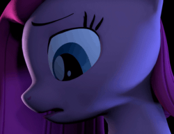 Size: 600x463 | Tagged: safe, artist:camtwo, derpibooru exclusive, pinkie pie, earth pony, pony, g4, 3d, alone, animated, breathing, dark, depressed, eyebrows, female, gif, looking down, mare, open mouth, pinkamena diane pie, sad, solo, source filmmaker