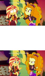 Size: 1920x3202 | Tagged: safe, adagio dazzle, sunset shimmer, equestria girls, equestria girls specials, g4, my little pony equestria girls: better together, my little pony equestria girls: sunset's backstage pass, blank eyes, exploitable meme, glowing eyes, meme, music festival outfit, sunset sees things, template, white eyes, wide eyes