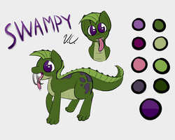 Size: 1500x1200 | Tagged: safe, artist:voraciouscutie, oc, oc:swampy, original species, fangs, reference sheet, swamp monster, tongue out