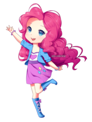 Size: 900x1189 | Tagged: safe, artist:epiccookininja, pinkie pie, human, equestria girls, g4, boots, clothes, colored pupils, cute, diapinkes, female, humanized, moe, open mouth, shoes, simple background, skirt, solo, speedpaint available, transparent background