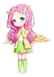 Size: 900x1274 | Tagged: safe, artist:epiccookininja, fluttershy, human, equestria girls, g4, cardigan, colored pupils, cute, eared humanization, female, humanized, looking at you, shyabetes, simple background, solo, speedpaint available, transparent background, winged humanization, wings