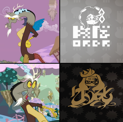 Size: 720x714 | Tagged: safe, discord, g4, chaos, hotline bling, order, splatfest, splatoon, splatoon 2