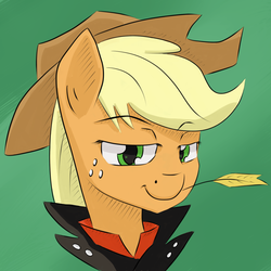 Size: 1024x1024 | Tagged: safe, artist:chaosmalefic, applejack, earth pony, pony, g4, avatar, bust, clothes, straw in mouth