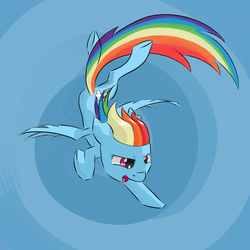Size: 1024x1024 | Tagged: safe, artist:chaosmalefic, rainbow dash, pony, g4, action pose, female, flying, open mouth, solo