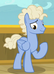 Size: 302x410 | Tagged: safe, screencap, chain letter (character), well-wisher, pegasus, pony, g4, once upon a zeppelin, background pony, cropped, male, raised hoof, solo, stallion