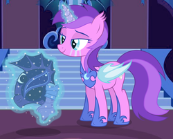 Size: 3848x3096 | Tagged: safe, artist:razorbladetheunicron, amethyst star, sparkler, pony, unicorn, lateverse, g4, alternate eye color, alternate universe, armor, artificial wings, augmented, base used, corrupted, evil, evil amethyst star, female, high res, magic, magic wings, mare, night guard armor, nightmare moon armor, solo, wings