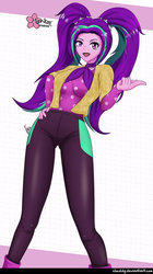 Size: 561x1000 | Tagged: safe, artist:clouddg, aria blaze, equestria girls, equestria girls series, find the magic, g4, my little pony equestria girls: rainbow rocks, spoiler:eqg series (season 2), ariabetes, ascot, beckoning, cute, female, looking at you, open mouth, pigtails, smiling, solo, twintails