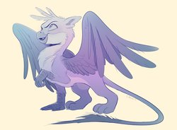 Size: 4095x3012 | Tagged: safe, artist:imalou, gallus, griffon, chest fluff, claws, male, paws, raised leg, simple background, solo, tail, white background, wings