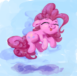 Size: 1996x1984 | Tagged: safe, artist:aemuhn, pinkie pie, earth pony, pony, g4, :p, :t, atg 2019, cute, diapinkes, eyes closed, female, floppy ears, jumping, mare, newbie artist training grounds, ponk, smiling, solo, tongue out