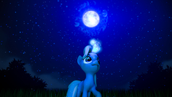 Size: 1920x1080 | Tagged: safe, artist:r-3399, trixie, pony, g4, 3d, female, full moon, glowing horn, horn, magic, moon, night, solo, source filmmaker