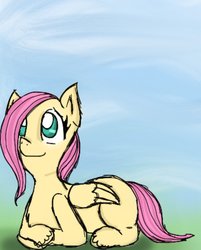 Size: 844x1051 | Tagged: safe, artist:princessmuffinart, fluttershy, pegasus, pony, g4, adorable face, cute, female, gentle smile, missing cutie mark, shyabetes, simple background, solo