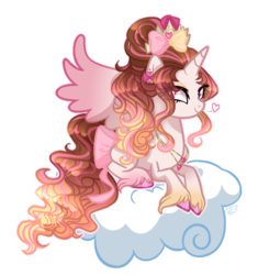 Size: 909x969 | Tagged: safe, artist:sugaryicecreammlp, oc, oc only, oc:primadonna swirl, alicorn, pony, base used, bow, cloud, female, mare, prone, solo, tail bow