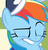 Size: 500x522 | Tagged: safe, screencap, rainbow dash, pegasus, pony, flight to the finish, g4, my little pony: friendship is magic, season 4, coach rainbow dash, cropped, dreamworks face, eyebrows, eyes closed, faic, female, hat, lip bite, mare, out of context, rainbow dash is best facemaker, solo, teeth, unf