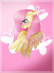 Size: 480x640 | Tagged: safe, artist:vvalent, fluttershy, pegasus, pony, g4, blushing, bust, crying, cutie mark, female, floppy ears, mare, pink background, sad, simple background, solo, speedpaint available, wings
