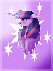 Size: 480x640 | Tagged: safe, artist:vvalent, twilight sparkle, alicorn, pony, g4, blushing, bust, crying, cutie mark, female, floppy ears, mare, purple background, sad, simple background, solo, speedpaint available, twilight sparkle (alicorn), wings