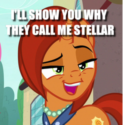 Size: 702x714 | Tagged: safe, edit, edited screencap, screencap, stellar flare, pony, g4, the parent map, caption, cropped, female, image macro, solo, text