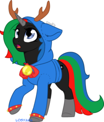 Size: 5199x6096 | Tagged: safe, artist:losyara, oc, oc only, oc:thinkpony, pony, unicorn, antlers, clothes, female, hoodie, ych result