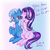 Size: 1800x1800 | Tagged: safe, artist:melliedraws, starlight glimmer, trixie, pony, unicorn, g4, cute, diatrixes, duo, duo female, female, glimmerbetes, hair flip, hair over one eye, lesbian, looking at each other, mare, open mouth, ship:startrix, shipping, sitting, smiling