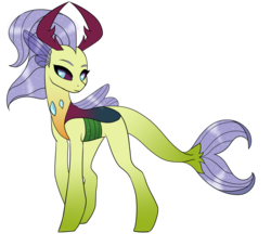 Size: 1920x1745 | Tagged: safe, artist:kxttponies, oc, oc only, hybrid, interspecies offspring, offspring, parent:princess skystar, parent:thorax, simple background, solo, transparent background