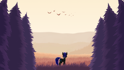 Size: 3840x2160 | Tagged: safe, artist:pollynia, oc, oc only, oc:pixel shield, pony, unicorn, evening, forest, forest background, high res, scenery, wallpaper