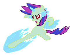 Size: 1060x797 | Tagged: safe, artist:biggernate91, editor:biggernate91, oc, oc:affinity, alicorn, pony, action pose, alicorn oc, contest entry, glowing horn, glowing wings, horn, intentionally bad, wings