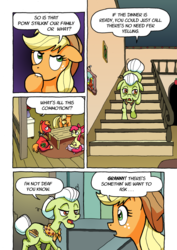 Size: 1201x1700 | Tagged: safe, artist:tarkron, apple bloom, applejack, big macintosh, granny smith, earth pony, pony, comic:ghosts of the past, g4, apple family, apple siblings, comic, dialogue, female, filly, male, mare, stallion