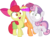 Size: 4049x3000 | Tagged: safe, artist:sollace, apple bloom, scootaloo, sweetie belle, earth pony, pegasus, pony, unicorn, g4, the last crusade, .svg available, bag, bound together, cute, cutie mark crusaders, female, filly, foal, magic, open mouth, raised leg, saddle bag, show accurate, simple background, tied, transparent background, trio, vector