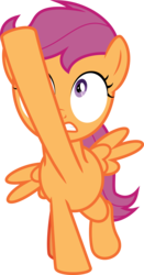 Size: 3000x5715 | Tagged: safe, artist:sollace, scootaloo, pegasus, pony, g4, the last crusade, .svg available, bound together, cute, cutie mark crusaders, female, filly, foal, raised leg, show accurate, simple background, solo, tied, transparent background, vector