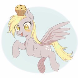 Size: 591x591 | Tagged: safe, artist:yakieringi014, derpy hooves, pegasus, pony, g4, female, food, mare, muffin, solo