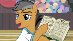 Size: 1920x1080 | Tagged: safe, screencap, quibble pants, earth pony, pony, common ground, g4, book, male, solo
