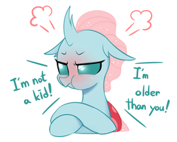 Size: 2500x1999 | Tagged: safe, artist:maren, ocellus, changedling, changeling, g4, angry, blushing, crossed legs, cute, dialogue, diaocelles, female, madorable, pouting, puffy cheeks, simple background, solo, tsundere, tsundocellus, white background