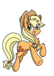 Size: 750x1064 | Tagged: safe, alternate version, artist:meowmavi, applejack, earth pony, pony, g4, chest fluff, cute, ear fluff, eye clipping through hair, female, jackabetes, leg fluff, open mouth, simple background, solo, transparent background