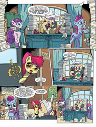 Size: 768x1024 | Tagged: safe, artist:pencils, idw, apple bloom, blue bureau, checklist charmer, mayor mare, earth pony, pony, g4, spoiler:comic, spoiler:comic79, female, mare, preview