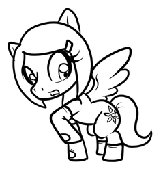 Size: 402x420 | Tagged: safe, artist:tinker-tock, oc, oc only, pegasus, pony, clothes, lineart, pegasus oc, raised hoof, socks, solo, wings