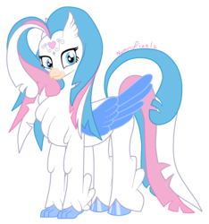 Size: 934x1000 | Tagged: safe, artist:nummypixels, star catcher, classical hippogriff, hippogriff, g3, g4, colored hooves, colored wings, female, g3 to g4, generation leap, hippogriffied, signature, simple background, solo, species swap, transparent background, wings