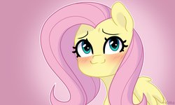 Size: 2048x1229 | Tagged: safe, artist:ev04kaa, fluttershy, pegasus, pony, rcf community, g4, :3, blushing, bust, cute, female, mare, pink background, portrait, shyabetes, sketch, solo