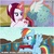 Size: 1000x1000 | Tagged: safe, edit, edited screencap, screencap, cayenne, rainbow dash, pegasus, pony, unicorn, canterlot boutique, g4, the cart before the ponies, caption, commercial, commercial reference, female, gay, image macro, mare, pony posh, text