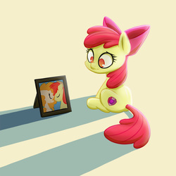 Size: 1063x1063 | Tagged: safe, artist:ikarooz, apple bloom, bright mac, pear butter, earth pony, pony, g4, bow, female, filly, hair bow, male, picture, ship:brightbutter, shipping, solo focus, straight