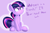 Size: 1599x1071 | Tagged: safe, artist:nevaylin, twilight sparkle, pony, unicorn, g4, cute, dialogue, female, newbie artist training grounds, simple background, sitting, solo, tempting fate, unicorn twilight