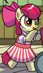 Size: 325x540 | Tagged: safe, apple bloom, pony, g4, idw, spoiler:comic, candy striper, clothes, female, solo, uniform