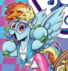 Size: 825x865 | Tagged: safe, idw, applejack, rainbow dash, g4, spoiler:comic, clothes, costume, olivia newton-john