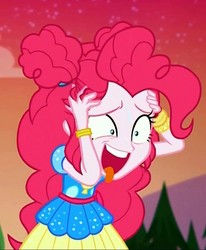 Size: 712x866 | Tagged: safe, edit, edited screencap, screencap, pinkie pie, equestria girls, equestria girls specials, g4, my little pony equestria girls: better together, my little pony equestria girls: sunset's backstage pass, clothes, crazy face, cropped, faic, female, music festival outfit, solo, tongue out