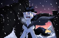 Size: 1280x829 | Tagged: safe, artist:assassin-or-shadow, oc, oc only, earth pony, pony, cape, clothes, ruins, solo