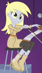 Size: 286x495 | Tagged: safe, screencap, derpy hooves, equestria girls, g4, my little pony equestria girls: rainbow rocks, cropped, female, musical instrument, musical saw, solo
