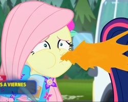 Size: 1214x972 | Tagged: safe, edit, edited screencap, screencap, fluttershy, sci-twi, twilight sparkle, equestria girls, equestria girls specials, g4, my little pony equestria girls: better together, my little pony equestria girls: sunset's backstage pass, clothes, cropped, solo focus, spit take