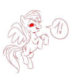 Size: 1504x1504 | Tagged: safe, artist:sprane_swetry, rainbow dash, pegasus, pony, g4, rainbow roadtrip, 1, countdown, dialogue, female, heart knees, lineart, monochrome, official fan art, one eye closed, simple background, sketch, solo, white background, wink
