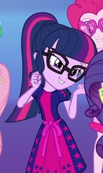 Size: 594x1000 | Tagged: safe, screencap, fluttershy, pinkie pie, rarity, sci-twi, twilight sparkle, equestria girls, equestria girls series, g4, i'm on a yacht, spring breakdown, spoiler:eqg series (season 2), cropped, cute, female, glasses, ponytail, sexy, solo focus, twiabetes