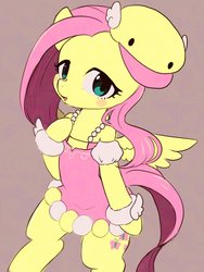 Size: 900x1200 | Tagged: safe, artist:ayahana, fluttershy, pegasus, semi-anthro, g4, arm hooves, clothes, cute, dress, female, shyabetes, solo