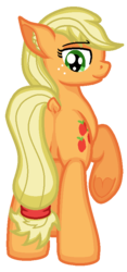 Size: 387x827 | Tagged: safe, artist:zeka10000, applejack, earth pony, pony, g4, applebutt, butt, dock, ear fluff, featureless crotch, female, frog (hoof), full body, looking back, plot, simple background, smiling, solo, standing, transparent background, underhoof